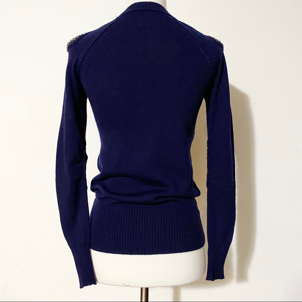 ANN TAYLOR LOFT Rhinestone Navy Blue Sweater - Picture 2 of 6